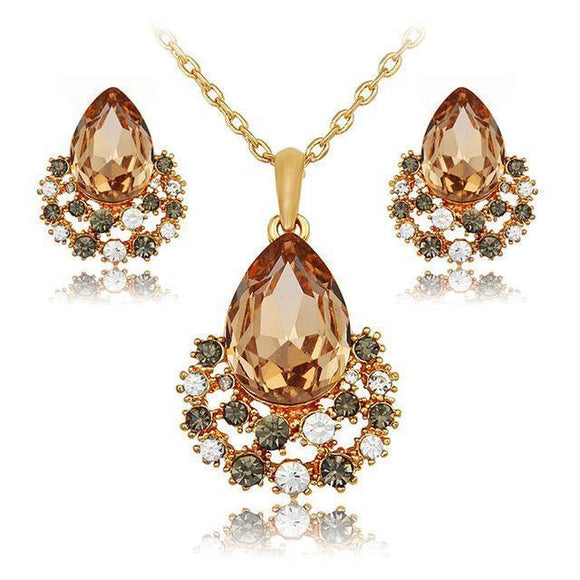 Fashion Jewelry Set - Rose Gold Crystal Fashion Jewelry Set