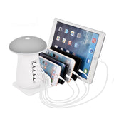 Multi Device Charging Station - LED Lamp, Phone Organizer And Multi-USB Charging Station