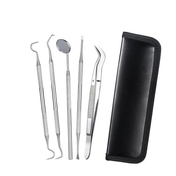 Dental Tools - Five (5) Piece Stainless Steel Tartar Remover Teeth Cleaning Kit