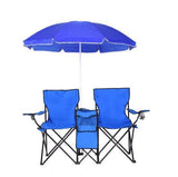 Outdoor Furniture - Portable Picnic Umbrella With Fold-able Table, Two (2) Chairs And Mini Cooler