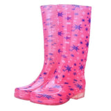 Rain Boots - Low Heel Rubber  Knee High Rain Boots