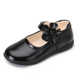 Girls Shoes - Flower Buckle Leather School Shoes For Girls