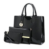 Handbag - Three (3) Set Patent Leather Large Capacity Tote Bag