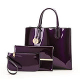 Handbag - Three (3) Set Patent Leather Large Capacity Tote Bag