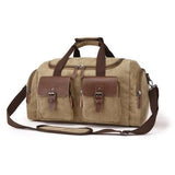 Duffel - Leather And Canvas Duffel Traveling Bag