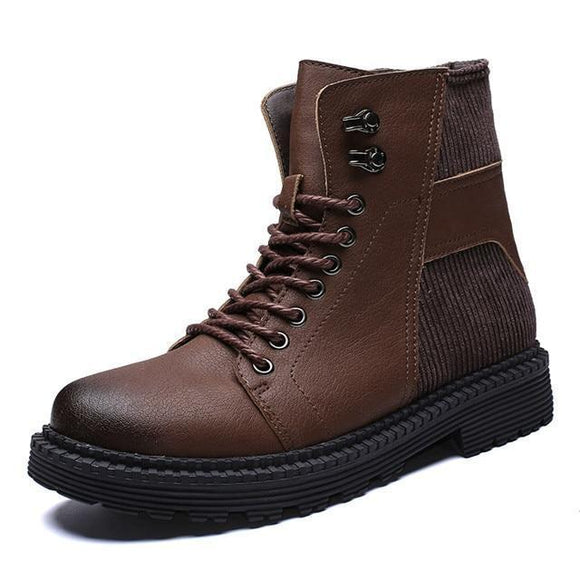 Men's Boots - Men's Patchwork Leather Martin Boots