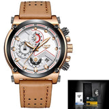 Wristwatch - Shock Resistant Automatic Date Leather Wristwatch