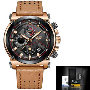 Wristwatch - Shock Resistant Automatic Date Leather Wristwatch