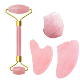 Pink Jade Stone Roller Massager for Facial Slimming, Facial and Neck Massage