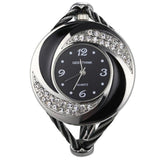 Wristwatch - Rhinestone Metal Weave Bracelet Wristwatch