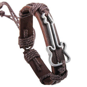 Bracelet - Hollow Guitar Wrap Leather Bracelet-Hemp Rope
