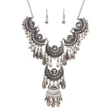 Necklace - Silver Plated Tassel Earrings And Necklace Set