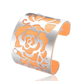 Bracelet - Flower Engraved Cuff Bangles