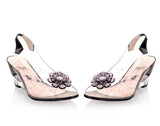 Sandals - Transparent Floral Wedge Sandals