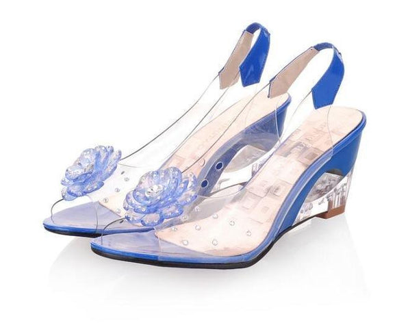 Sandals - Transparent Floral Wedge Sandals