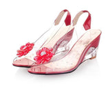 Sandals - Transparent Floral Wedge Sandals