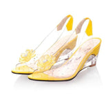 Sandals - Transparent Floral Wedge Sandals