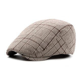 Cap - British Style Adjustable Plaid Flat Cap