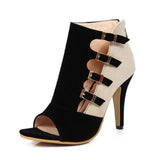 Strap Shoe - Buckle Patchwork High Heels