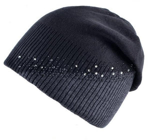 Beanies - Rhinestone Studded Knitted Winter Beanie