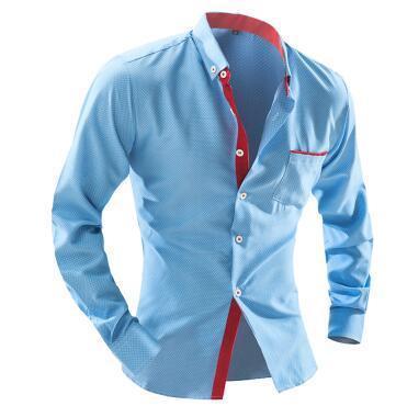 Men's Shirt - British Style Square Collar Long-Sleeved Shirt
