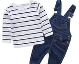 Baby Clothes - Newborn Long Sleeve T-shirt And Denim Overalls