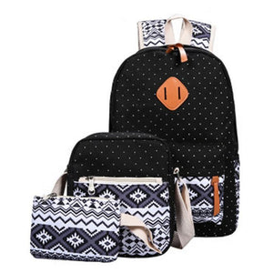 Backpack - Three (3) Piece Stylish Canvas School Bags