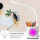 Desk Lamp - LED Desk Lamp With USB Charging Port, Digital Clock, Calendar, Dim-able Night Light And Pen Holder