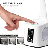 Desk Lamp - LED Desk Lamp With USB Charging Port, Digital Clock, Calendar, Dim-able Night Light And Pen Holder
