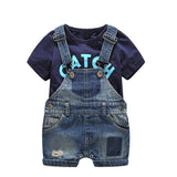 Baby Boy Clothes - Baby Boy Denim Overalls With T-shirt