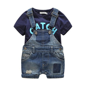 Baby Boy Clothes - Baby Boy Denim Overalls With T-shirt