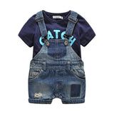 Baby Boy Clothes - Baby Boy Denim Overalls With T-shirt