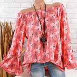 Blouse - Slash Neck Flare Sleeve Chiffon Blouse