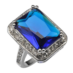 Women's Fashion Ring - Exquisite Blue Crystal Stone 925 Sterling Silver Ring For Women