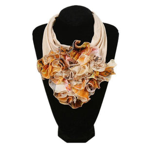 Scarf - Ruched Floral Collar Scarf For Women