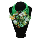 Scarf - Ruched Floral Collar Scarf For Women