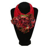 Scarf - Ruched Floral Collar Scarf For Women