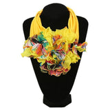 Scarf - Ruched Floral Collar Scarf For Women