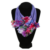 Scarf - Ruched Floral Collar Scarf For Women