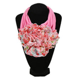 Scarf - Ruched Floral Collar Scarf For Women