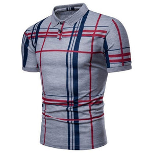 Men's Polo Shirt - Classic Plaid Summer Polo Shirt