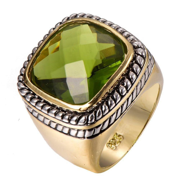 Men's Fashion Ring - Olive Green Crystal Stone Fashion Ring For Men