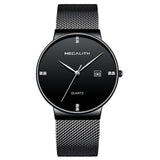 Wristwatch - Slim Steel Mesh Strap Date Waterproof Sports Watch