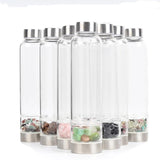 Crystal Water Bottle - Natural Quartz Crystal Glass Water Bottle