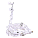 Pearl and Rhinestone Necklace Earphones with 3.5mm Audio Jack for iPhone and Xiaomi