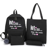 Backpack - Four(4)Pcs Set Nylon School Bag For Teenager Girls