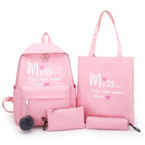 Backpack - Four(4)Pcs Set Nylon School Bag For Teenager Girls