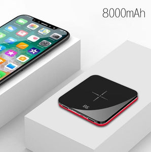 Ultra Thin Mini Portable Power Bank 8000mAh QI Wireless Charger