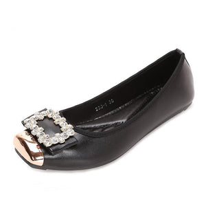 Women's Shoes - Comfortable Soft Leather Rhinestone Flats