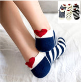 Warm Socks - Three (3) Pairs Cute Red Heart Funny Warm Socks